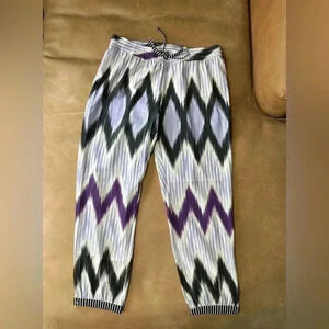 CALYPSO BY ST BARTH LIGHTWEIGHT SILK BLEND IKAT DRAWSTRING COVERUP JOGGERS SMALL